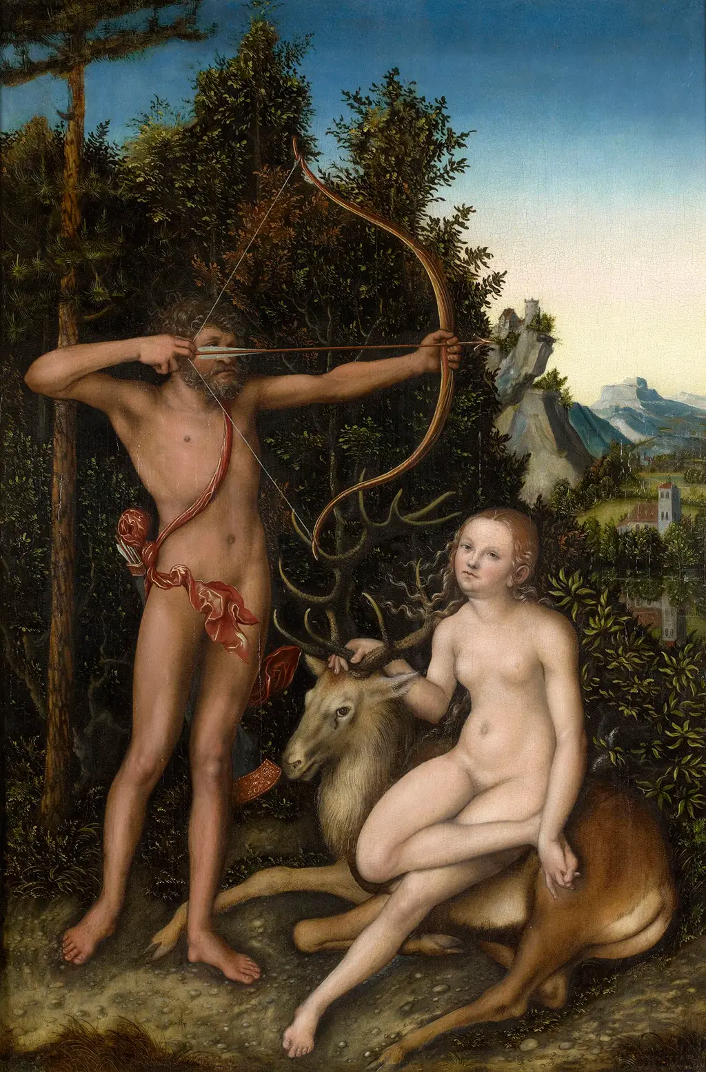 Apollo and Diana in Detail Lucas Cranach